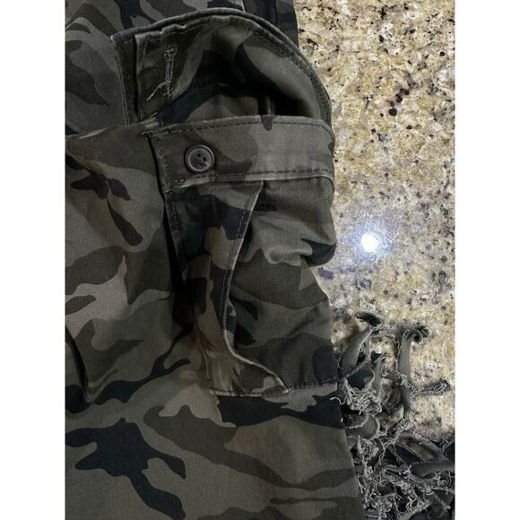 Green and Black Cargo Pants with Fringe Detail - Picture 3 of 14